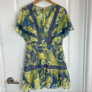Bcbgmaxazria green Karian Flutter Sleeve Dress